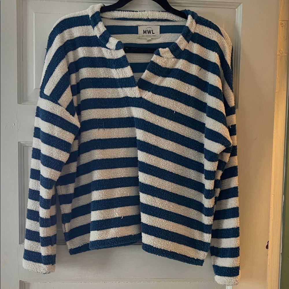 Madewell MWL Striped Knit Top in Blue and White